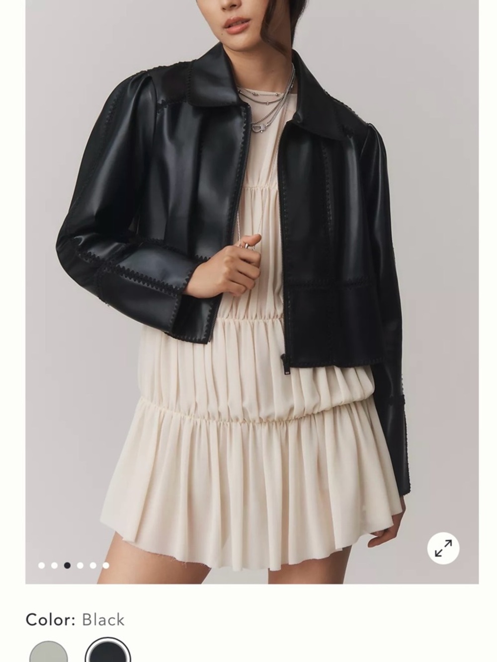 Anthropologie The Freya Faux Leather Whip Stitch Swing Jacket